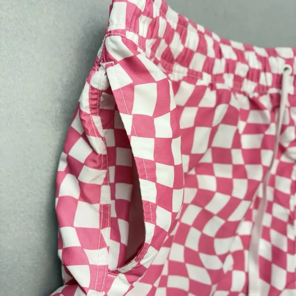 Hanna Andersson Swim Trunks Pink White Check Family Matching Board Short Mens XL